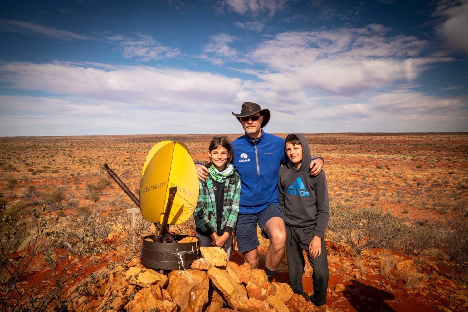 Stephan Fischer with family in the Simpson Desert